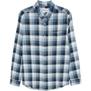 Barbour, Overhemden, Heren, Blauw, 2Xl, Katoen, Navy Geruite Katoenen Overhemd