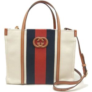 Gucci Vintage, Pre-owned, Dames, Bruin, ONE Size, Pre-owned Canvas totes