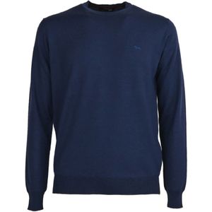 Harmont & Blaine, Truien, Heren, Blauw, M, Wol, Minimalistische Woltrui voor Heren