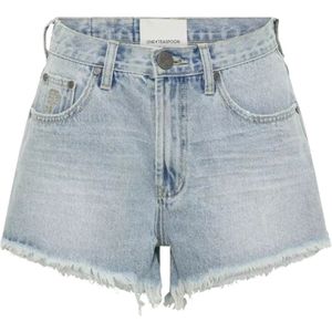 One Teaspoon, Korte broeken, Dames, Blauw, W27, Denim, Denim shorts met medium rise