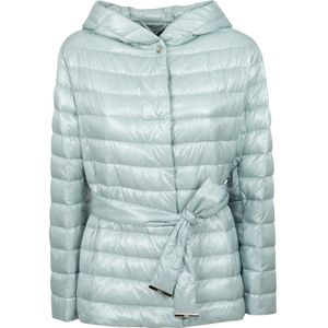 Herno, Jassen, Dames, Groen, XL, Gewatteerde jas met capuchon en knoopsluiting