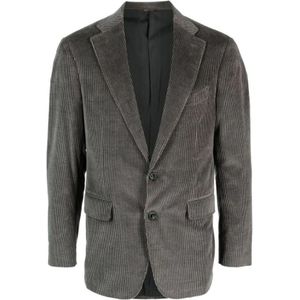 Canali, Jassen, Heren, Grijs, 3Xl, Katoen, Geribbelde Blazer