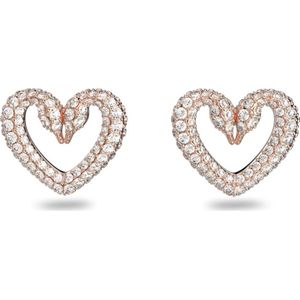 Swarovski, Accessoires, Dames, Roze, ONE Size, Hart Kristal Oorknopjes
