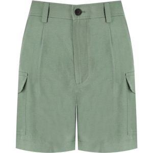 Woolrich, Korte broeken, Dames, Groen, W31, Linnen, Saliegroene bermuda shorts