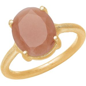 Frk. Lisberg, Accessoires, Dames, Geel, 54 MM, Perzik Maansteen Facet Ring