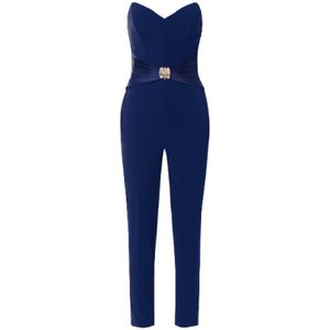 Elisabetta Franchi, Jumpsuits & Playsuits, Dames, Blauw, M, Polyester, Fluid Crêpe Jumpsuit met Grote Strik