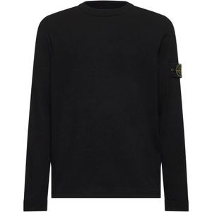 Stone Island, Truien, Heren, Zwart, L, Katoen, Crewneck Sweater