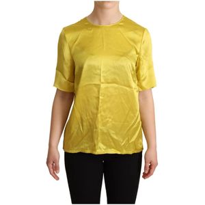 Dolce & Gabbana, Blouses & Shirts, Dames, Geel, 2Xs, Elegante Zijden Blouse - Geel