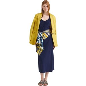Maliparmi, Kleedjes, Dames, Blauw, XL, Donkerblauwe Jersey Jurk