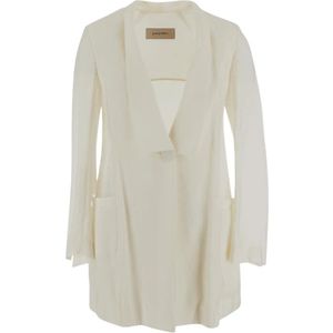 Gentryportofino, Jassen, Dames, Wit, S, Polyester, Modal Blazer met Zakken
