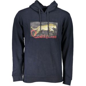 Cavalli Class, Sweatshirts & Hoodies, Heren, Blauw, XL, Katoen, Blauwe Katoenen Heren Trui