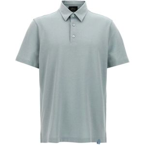 Brioni, Tops, Heren, Blauw, XL, Katoen, Heldere Blauwe Polo Met Korte Mouwen