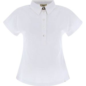 Herno, Tops, Dames, Wit, L, Katoen, Katoenen Interlock Polo met Monogram