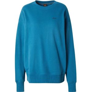 Hugo Boss, Sweatshirts & Hoodies, Dames, Blauw, XS, Katoen, Ronde hals sweatshirt Comfort fit