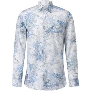 Etro, Overhemden, Heren, Blauw, 2Xs, Katoen, Flora Fauna Print Shirt