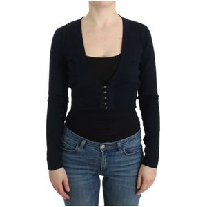 Roberto Cavalli, Truien, Dames, Zwart, L, Wol, Cropped wollen vest