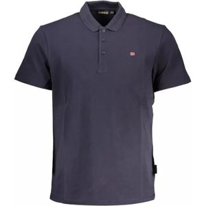 Napapijri, Tops, Heren, Blauw, L, Blauw Polo Shirt met Borduursel