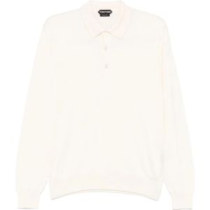 Tom Ford, Truien, Heren, Wit, M, Wol, Rondgebreide trui met ronde hals