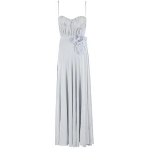 Elisabetta Franchi, Kleedjes, Dames, Roze, S, Tule, Kwarts Jersey Lurex Jurk met 3D Tule Bloemen