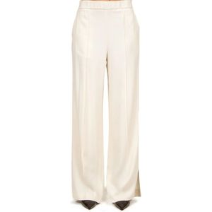 Liviana Conti, Broeken, Dames, Beige, L, Wijde Pijp Viscose Broek in Room