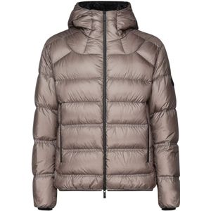 Moncler, Jassen, Heren, Beige, L, Ripstop Gewatteerde Jas met Capuchon