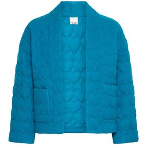 Ichi, Jassen, Dames, Blauw, XS, Gewatteerde Jas Marokkaans Blauw Stijlvolle Zakken