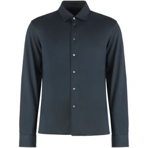 Rrd, Overhemden, Heren, Blauw, 2Xl, Katoen, Katoenen blend shirt met afgeronde zoom
