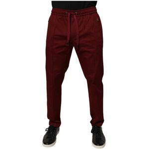 Dolce & Gabbana, Broeken, Heren, Rood, L, Katoen, Bordeaux Katoen Jogger Trainingsbroeken