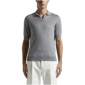 Peserico, Truien, Heren, Grijs, L, Katoen, Zijden en katoenen poloshirt