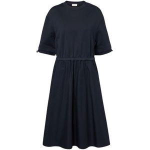 Moncler, Kleedjes, Dames, Blauw, L, Katoen, Elegante Blauwe Jurk voor Vrouwen
