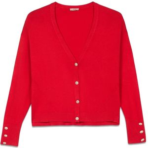Oltre, Truien, Dames, Rood, S, Vest in viscosemix met sierknopen