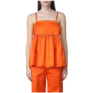 Semicouture, Tops, Dames, Oranje, M, Elegante Zijden Mouwloze Top