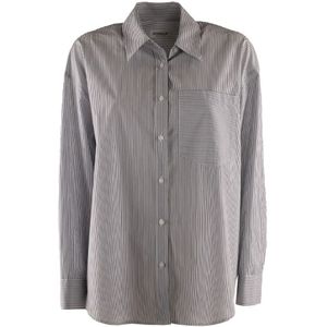 Dondup, Blouses & Shirts, Dames, Bruin, S, Katoen, Katoenen overhemd met opgestikte zak