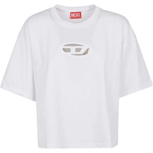 Diesel, Tops, Dames, Wit, S, Katoen, T-Buxt-Crop-OD T-Shirt