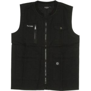 Dolly Noire, Jassen, Heren, Zwart, S, Zwarte Ripstop Vest voor Mannen