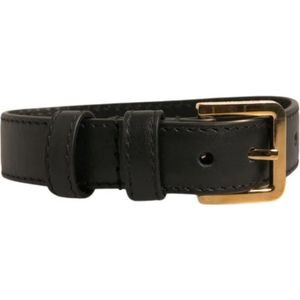Dolce & Gabbana, Accessoires, Dames, Zwart, ONE Size, Leer, Zwart Gestructureerd Leren Armband met Gouden Gesp