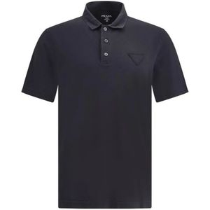 Prada, Tops, Heren, Zwart, M, Katoen, Iconisch katoenen poloshirt met klassieke kraag
