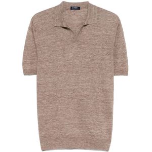 Barba, Truien, Heren, Beige, 3Xl, Linnen, Linnen poloshirt gemaakt in Italië