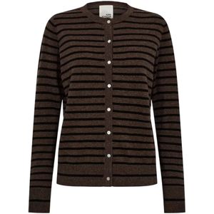 Sofie Schnoor, Truien, Dames, Bruin, M, Wol, Gestreepte Vest Donkerbruin Gebreid