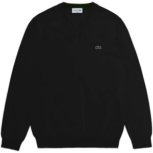 Lacoste, Truien, Heren, Zwart, S, Katoen, Elegante Jersey met V-hals