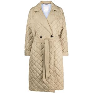 Tommy Hilfiger, Mantels, Dames, Beige, M/L, Polyester, Sorona Gewatteerde Trenchcoat