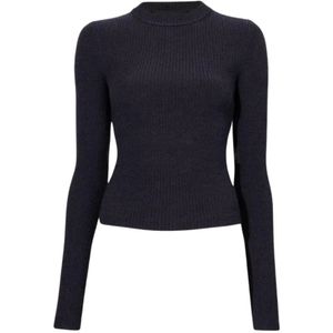 Proenza Schouler, Truien, Dames, Grijs, L, Wol, Geribde trui met geknoopte sjaal