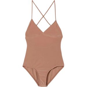 Norma Kamali, Tops, Dames, Beige, M, Elegant Sleeveless Bodysuit