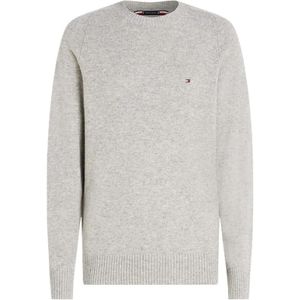 Tommy Hilfiger, Truien, Heren, Grijs, XL, Wol, Wollen trui met ronde hals