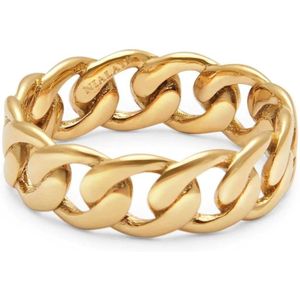 Nialaya, Accessoires, Dames, Geel, 58 MM, Chain Ring in Gold