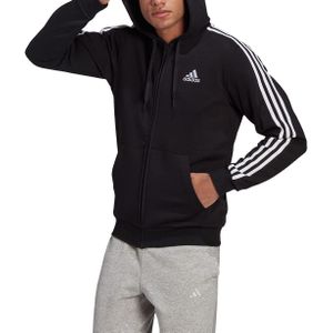 adidas - Essentials Fleece 3S Zip Hoodie - Zwart Vest