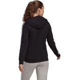 adidas - Essentials Single Jersey 3-Stripes Full-Zip hoodie - Zwart vest dames