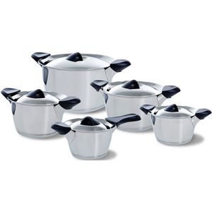 BK Q-linair Classic pannenset - 5 delig - RVS - veilig afgietsysteem - inductie