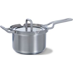 BK Q-Linair Master Glas steelpan 16 cm - RVS - glazen deksel - veilig afgietsysteem - inductie