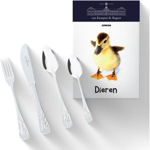 Kinderbestek met 4 diertjes